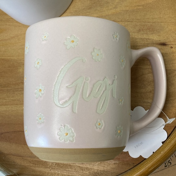 Gigi Coffee Mug Sunday Mornings Hand Painted Stoneware Daisy Floral MOD feminine - Picture 4 of 8
